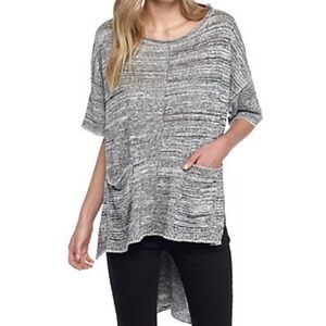 Free People Light Bright Short Sleeve Sweater Top Size XS Black White